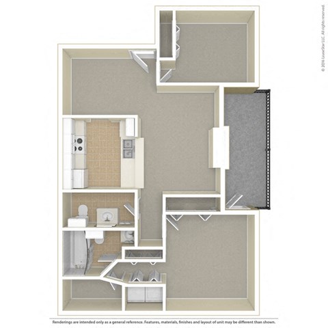 a stylized floor plan with a bedroom and a bathroom